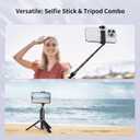 ATUMTEK Selfie Stick Tripod, 3-in-1 Extendable Aluminum Phone Tripod with Detachable Bluetooth Remote, Compatible with iPhone 17/16/15/14/13/12/11/11 Pro/XS Max/XR and Samsung Smartphones, Black