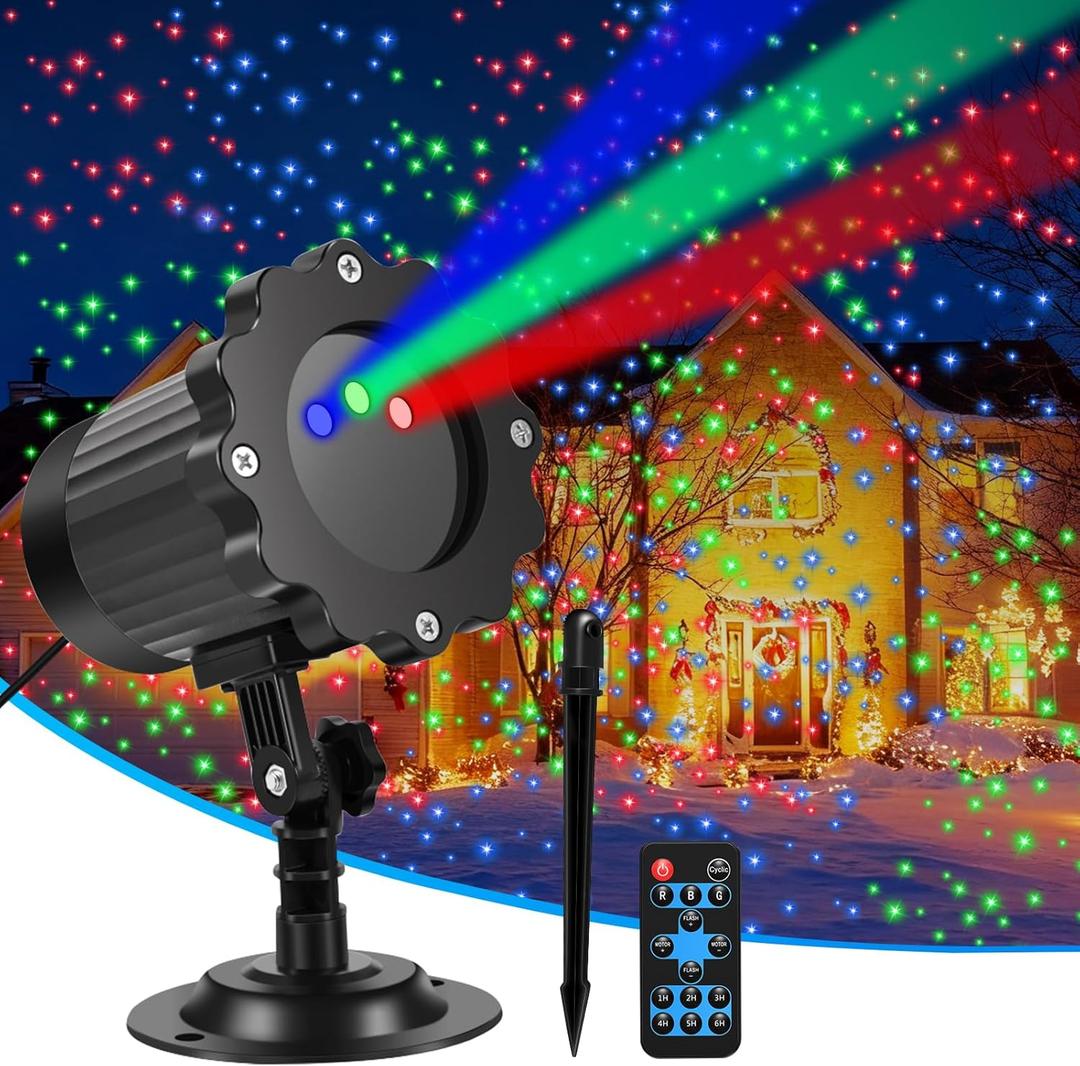 Christmas Laser Lights, Projector Lights Landscape Spotlight RGB Star Show with Christmas Decorative Patterns for Indoor Outdoor Garden Patio Wall