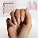 Celebritips Nail Art Press-Ons | Short Almond Nails, Reusable | 16 sizes - 32 Nails Kit with Super-hold Nail Glue and Sticky Tabs (Heavenly Bloom)