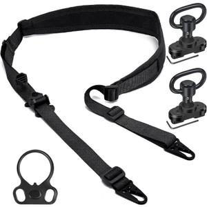 2 Point Rifle Sling, QD Swivel Quick Adjust Gun Sling with HK Hook, Soft Shoulder Pad Tactical Rifle Sling for Rifle Shotgun and Crossbow, Hunting and Outdoor Sports