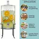 Style Setter Beverage Dispenser with Stand - 2.5 Gallon Large Countertop Glass Drink Dispenser w/Spigot & Lid - Party Drink Dispenser for Sweet Tea Lemonade Punch Water, Juice Dispensers for Parties
