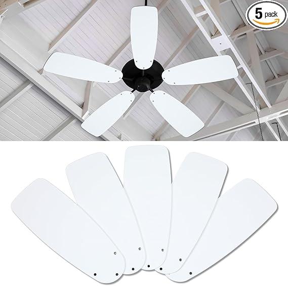 5 Pack Replacement Fan Blades for 42"/52" Ceiling Fan Waterproof Blades Replacement for Broken Substitution Replacing Summer(White) 