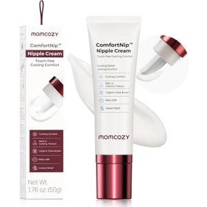 Momcozy ComfortNip Cooling Comfort & Touch Free Nipple Cream, Nipple Cream for Breastfeeding, Instant Relief, Plant-Based Formula, Newborn Essentials with Cooling Ceramic Applicator, 1.76oz (50g)