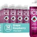Sparkling Ice, Grape Raspberry Sparkling Water, Zero Sugar Flavored Water, with Vitamins and Antioxidants, Low Calorie Beverage, 17 fl oz Bottles (Pack of 12)