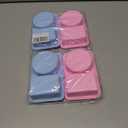 Reusable Silicone Snack Boxes with Lids Double-Layer Design Suitable for Storing Lunch Fruit and Snacks Also Suitable Compact Mini Snack Boxes (2Blue and 2Pink)