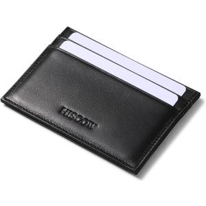 Leather Slim Card Holder, Tiny Small Credit Card Wallet ID Case for Men & Women (Black)
