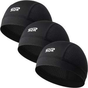 3Pcs Breathable Mesh Skull Cap,Lightweight Quick Dry Sports Helmet Liner for Men Women, Cooling Cycling Beanies