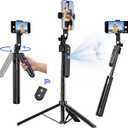 Auto Face Tracking Tripod 360° Rotation with Stand, 70.9" Motion Sensor Phone Tripod Stand, No App, Gesture Control, Smart Face Body Auto Tracking Selfie Stick Tripods for Video Record/Live Streaming