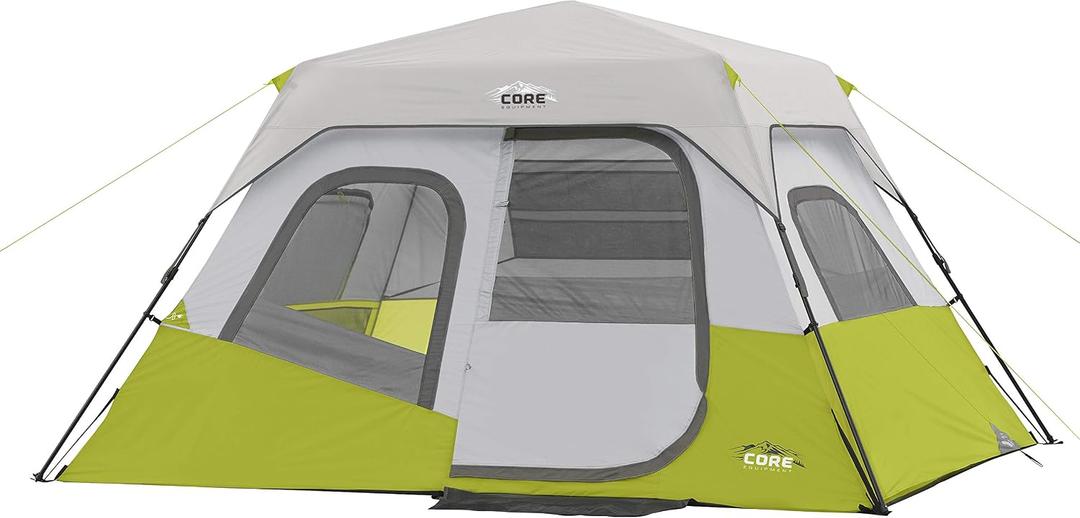 CORE Instant Cabin Tents | Family Cabin Multi Room Pop Up Tents Car Camping | Included Storage Pockets for Camping Accessories