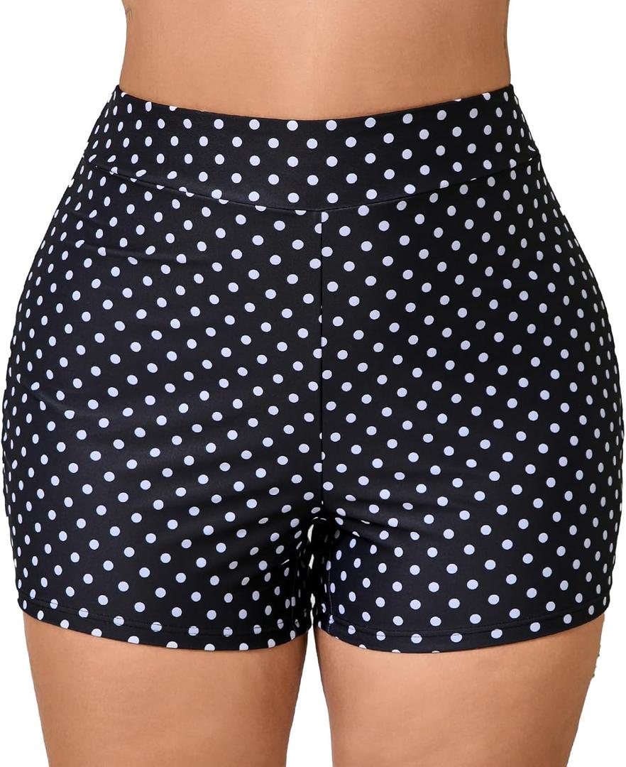 Halcurt Women's 5" High Waisted Swim Board Shorts (Available in Plus) Bikini Swimsuit Bottoms Modest Boyshorts (Blue, XXXL)