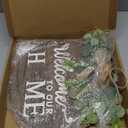 Interchangeable Seasonal Welcome Sign Front Door Decoration, Rustic Round Wood Wreaths Wall Hanging Outdoor, Farmhouse, Porch, for Spring Summer Fall All Seasons Holiday Halloween Christmas. (12 Inch, 01blown)