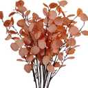 7PCS Long Artificial Eucalyptus Stems 35.4" Tall Fake Branches With Silk Apple Leaves Faux Fall Orange Plants Bouquet Flowers Arrangements Accessories For Home Fireplace Table Vase Decorations
