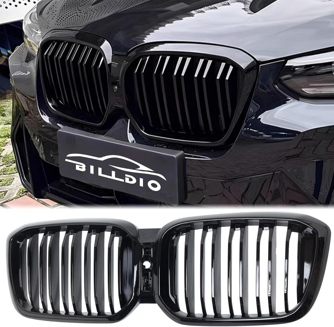 G01 G02 Grill - Black Kidney Grille Compatible With 2022-IN BMW X3 G01 X4 G02 ABS Double Slat Gloss Black Grille
