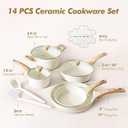 SENSARTE Ceramic Cookware Sets, Pots and Pans Set Non stick, 14 Piece Induction Cookware, Non toxic Healthy Non Stick Kitchen Cooking Set, with Frying Pans Set, PFAS PTFE PFOA PFOS Free