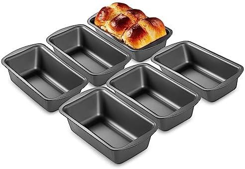 HONGBAKE 6 Pack Bread Pan 1 Lb, 8.5" x 4.5" Loaf Pans for Baking Bread, Nonstick Meatloaf Pan with Wide Grips, Banana Bread Tin for Homemade Bread, Grey