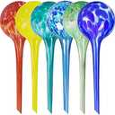 Mission Gallery Plant Watering Globes Set of 6 - Large Self Watering Globes for Indoor & Outdoor Plants - Multicolored, Automatic, Glass Watering Bulbs for Daily Use, Plant Watering Devices