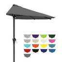 AreShark 9FT Half Patio Umbrella, Outdoor Wall Umbrella with Crank & 5 Sturdy Ribs, Table 1/ 2 Umbrella Patio for Garden, Deck, Balcony and Pool, Gray