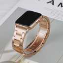 Wearlizer Compatible with Apple Watch Bands 38/40/41/42mm Womens Wristband for iWatch SE Strap Stainless Steel Gold Resin Stylish Metal Replacement for iWatch Series 11 10 9 8 7 6 5 4 3 SE/Ultra 3 2 1