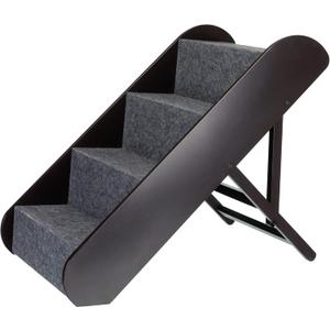 TRIXIE Dog Stairs with Nonslip Carpet - 4 Step Pet Stairs for Beds and Couches - Easily Adjustable - in Espresso Brown