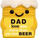Fathers Day Dad Gifts from Daughter Son Wife - Funny Birthday Gift for Dad - Cool Small Handmade Crochet Beer for Dads - Unique I Love You Papa Gift Idea
