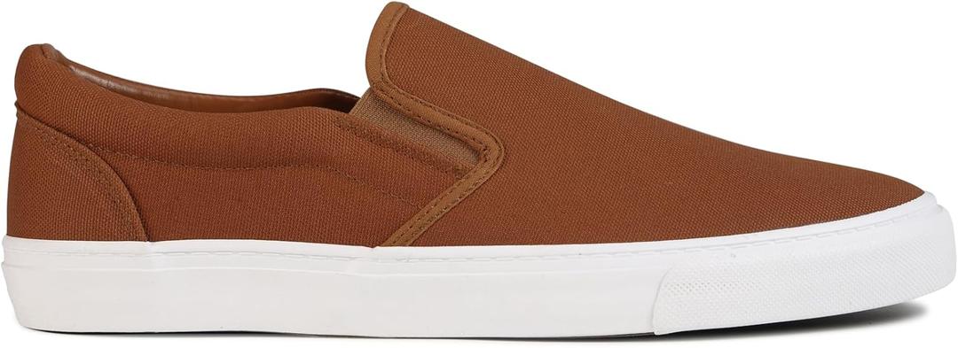 Men's Sneakers Classic Low Top Slip On Shoes Wide Canvas Skate Loafers Sneakers with Soft Insole Causal Dress Shoes for Men Comfortable Walking Shoes Slip on Sneakers for Men (9, Brown)