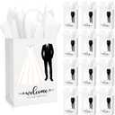 Zhanmai 50 Sets 5.91 x 3.15 x 8.27 Inches Wedding Welcome Bags with Sheets Tissue Paper and Handles Party Favor Bags Welcome to Our Wedding for Guests