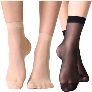 MANZI 12 Pairs Women's Ankle High Sheer Socks (6 Pairs Black,6 Pairs Nude)