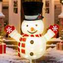 Hogrance 30.32 Inch Lighted Snowman Decorations, Battery Operated Christmas Lights for Porch Patio Yard, Waterproof Collapsible Xmas Decor