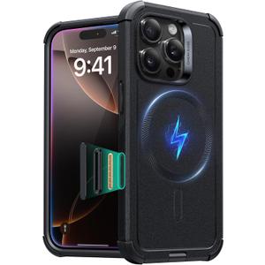 ESR for iPhone 16 Pro Case, 7X Military-Grade Drop Protection, Shock-Absorbing Rugged Cover with Camera Control Button, MagSafe Accessories Compatible, Cyber Series, Black