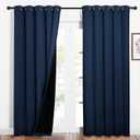 NICETOWN 100% Blackout Curtain Set, Thermal Insulated & Energy Efficiency Window Draperies for Guest Room, Full Shading Panels for Shift Worker and Light Sleepers, Navy Blue, 62W x 84L, 2 PCs