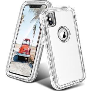 ORIbox for iPhone X/ XS Case Clear, [10 FT Military Grade Drop Protection], Transparent Heavy Duty Shockproof Anti-Fall Case for iPhone X/ XS Phone Case, 6.1 inch, 3 in 1, Crystal, Clear
