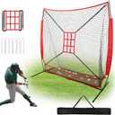 7x7 ft Baseball Net with Large Ball Collection System, Baseball&Softball Hitting Net, Baseball Nets for Batting with Carry Bag and U-shaped Ground Nail, Baseball Training Equipment for Pitching
