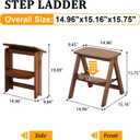 Baveke 2 Step Stool Foldable- Bamboo Step Ladder, Small Folding Step Stool Cute and Wooden Step Stools for Adults, Closet Stepstool & Collapsible Stool for Kitchen, Home, Indoor(FSC-Certified Bamboo)