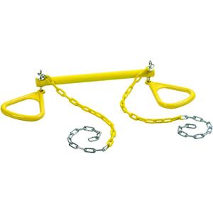 Ultimate Trapeze Bar with Rings | 6 Colors | Compatible with Most Playsets | Easy to Install | 250lb Capacity | Swing Hangers Not Included |DIY Swingset Accessory | Backyard Playground Accessories (Yellow)