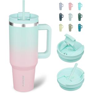 BJPKPK Tumbler With Handle And Straw 40oz Insulated Tumbler Cups With Lid Stainless Steel Travel Coffee Mug,Bubble Gum