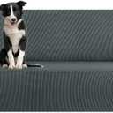 KEKUOU Stretch Oversized Sofa Slipcover 1 Piece Couch Sofa Cover (94"-110") Furniture Protector 4 Seater Sofa with Elastic Bottom for Kids,Pet.Jacquard Checked Pattern Fabric(X Large,Grey)