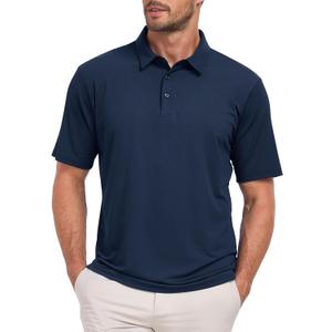 CURBODO Jacquard Polo Shirts for Men Short Sleeve Golf Shirt Dry Fit Moisture Wicking Performance Golf Shirts (XL)