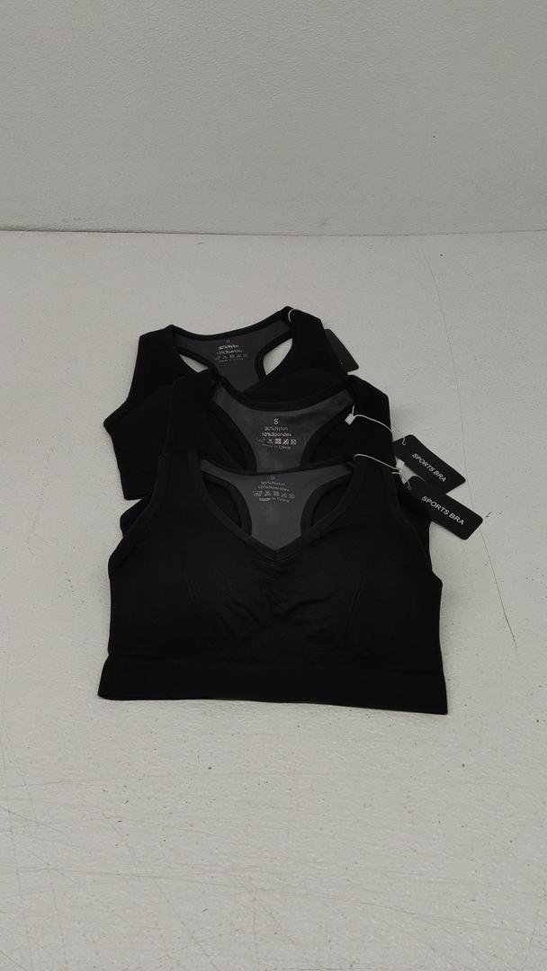 Sports Bra Black 3 Pack No Brand, S