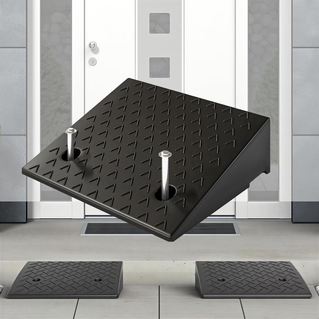 Nisorpa Rubber Curb Ramp, 40000 lbs Weight Heavy Duty Threshold Ramps for Shed Garage Door Steps or Driveway Curbside (5.5" Curb Ramp) (5.5 inch Rise)