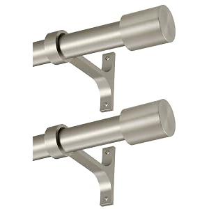 2 Pack Brushed Nickel Window Curtain Rods, Single Curtain Rods 72 to 144 Inch, Decorative Curtain Rods with Cap Finials, Adjustable Window Treatment Curtain Rods, 1-Inch Telescoping Drapery Rods