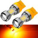 PHINLION 7444 Amber Yellow LED Bulbs, Super Bright 7443 7440NA 7444NA WY21W Blinker Turn Signal Parking Lights, Dual Filaments, Non-polarity, Pack of 2