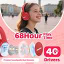MIDOLA Kids Headphones Bluetooth 5.3 Wireless 60H Play Time Volume Limit 85/110dB Over Ear Foldable Protection Headset/Wired AUX Cord Mic for Children Boy Girl Travel School Phone Pad Tablet Red