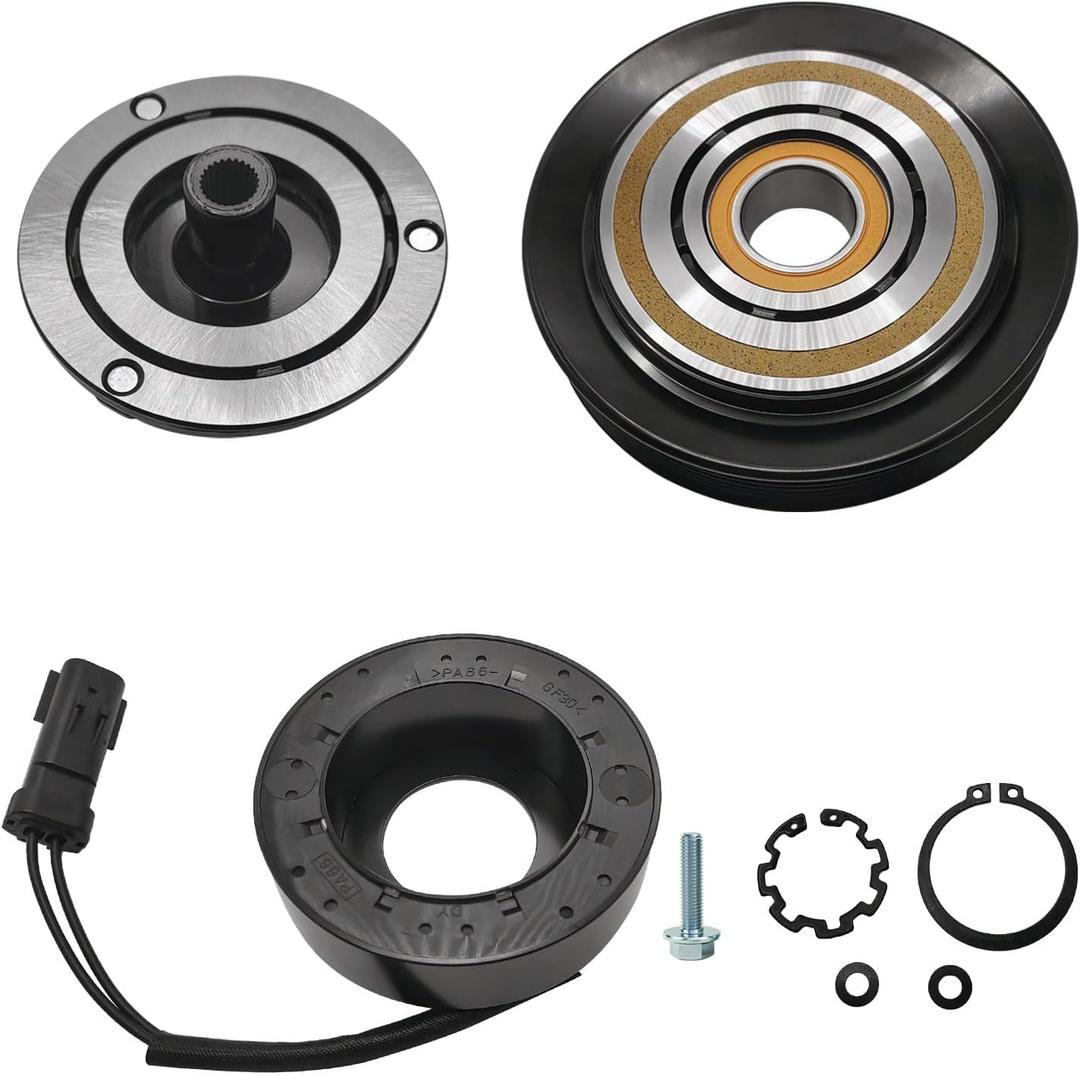 A/C Compressor Clutch Assembly Kit Plate Pulley Bearing Coil 1912 Replacement for 2008 2009 2010 Dodge Ram 1500, AC Air Conditioning Compressor Clutch Coil Auto Repair Kit
