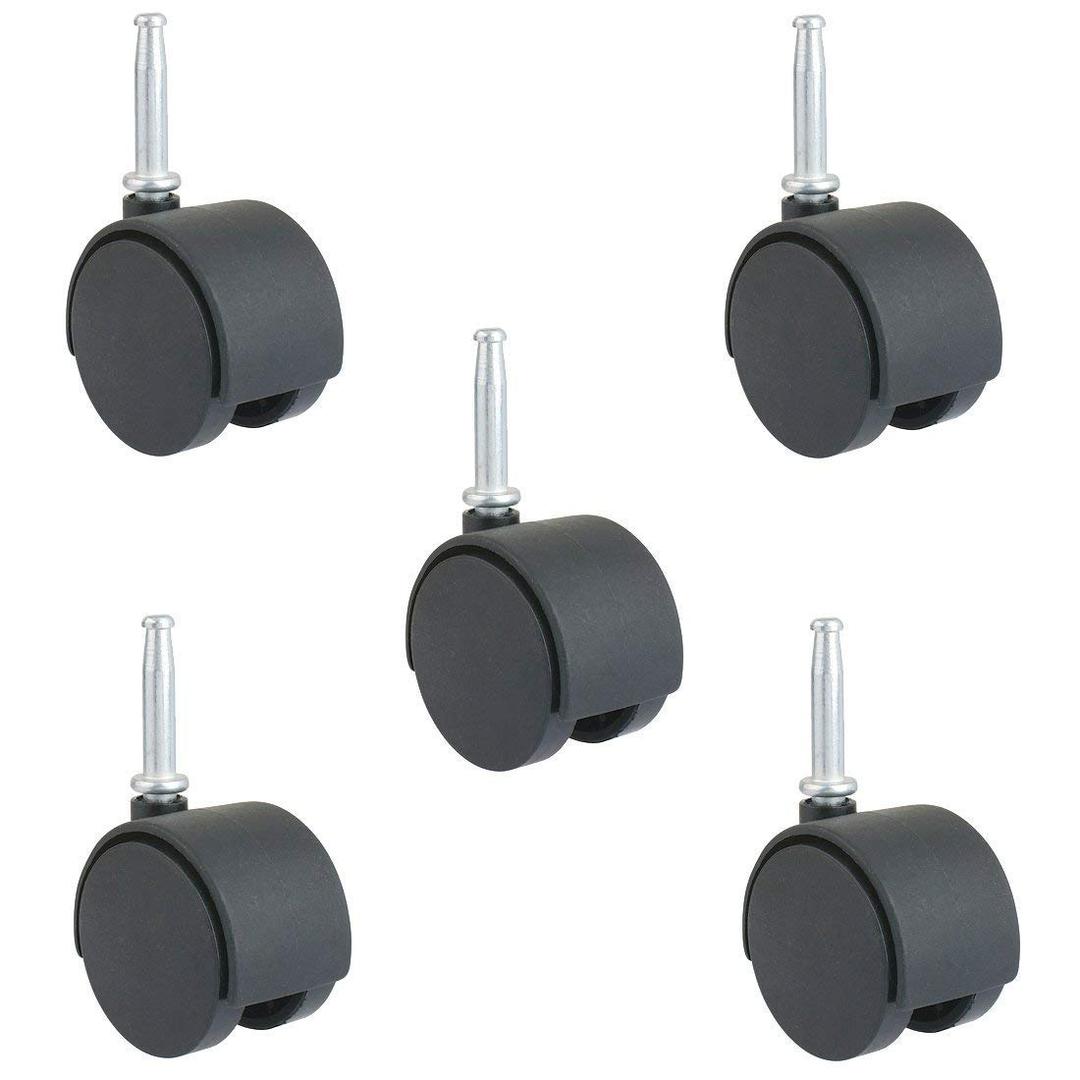 MySit 2-Inch Stem Caster Wheels, Stem 8 x 38mm or 5/16-Inch Diameter and 1.5 inch Long - Set of 5