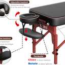 CLORIS 84" Professional Massage Table Portable Reinforced Wooden Leg Hold Up to 1100LBS 2 Folding Lightweight Spa Salon Tattoo Massage Bed Height Adjustable with Carrying Bag - Black