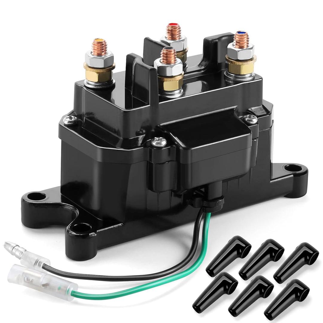 12V 250A Well-Made Winch Solenoid Relay Contactor Thumb Truck Serves as a Perfect Replacement for ATV UTV 2000-5000lbs Winch with 6 Protecting Caps