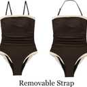 SUUKSESS Women One Piece Tummy Control Swimsuit Strapless Bandeau Bathing Suit (Brown, Small)