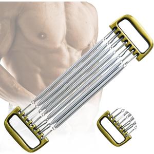 Chest Expander for Men 7 Spring Adjustable, Chest Expander with Aluminum Handle Band, Strength Trainer for Home Office Gym Muscle Training Exerciser