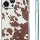 Case for iPhone 13 Pro with Cowhide Pattern,Farm Animal Retro Western Cattle Desgin,Trendy Soft TPU Bumper Phone Cover(Leather)