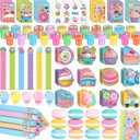 BenLouis 96Pcs Candyland Party Favors Ice Cream Donut Mini Notebook Stampers School Stationery Bulk for Kids Lollipop Sweet Treats Birthday Goodie Bags Pinata Filler Classroom Prizes Supplies